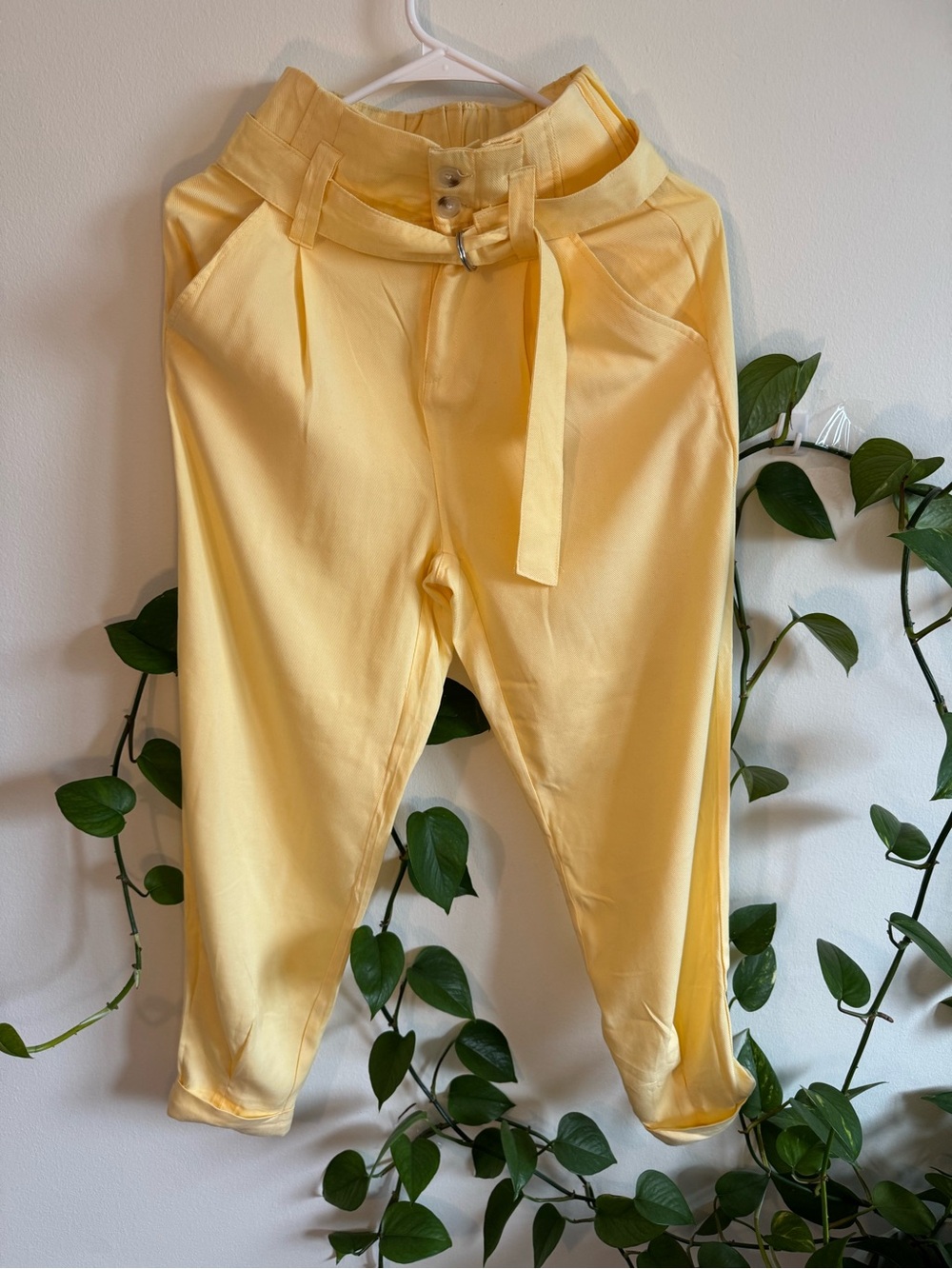 Bershka Butter Yellow High-Waist Trousers